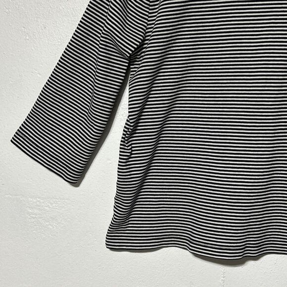 Lauren Ralph Lauren Nautical Womens Striped Shirt Top Large Black/White Stripe - Picture 9 of 16